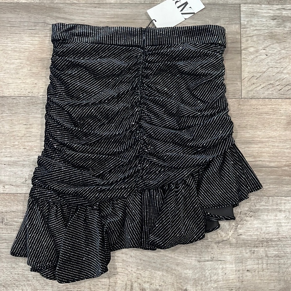 SOLD! ZARA Asymmetrical Mini Skirt with Ruching* - Picture 5 of 16